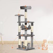 kaciukai medis - PawHut kačių draskyklė, laipiojimo medis, 132 cm, pilka (Grey) - 6 nuotrauka