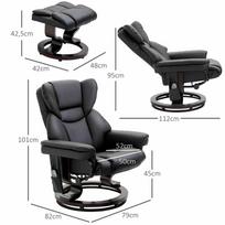 foteliai su masazo funkcija - Fotelis HOMCOM Relax su masažo funkcija ir kojų pakoja, juodas (Black) - 8 nuotrauka