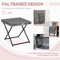 metalinis lauko stalas - "Outsunny" sodo stalas "Polyrattan" sulankstomas kavos staliukas sulankstomas stalas metalinis rėmas pilka 40x40x40cm - 7 nuotrauka