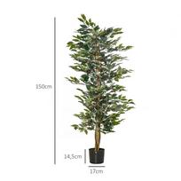 dirbtiniu geliu medis - HOMCOM Dirbtinis fikusas, 150 cm, plastikiniame vazone - 7 nuotrauka