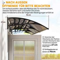 duru stogelis - Outsunny Stogelis durims/langams, 303x96x27 cm, rudas (Brown) ir juodas (Black) - 4 nuotrauka