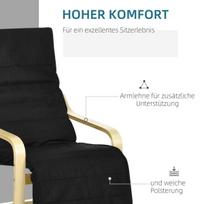 fotelis kojom - Homcom Svetainės fotelis su reguliuojama atrama kojoms, juodas (Black) - 5 nuotrauka