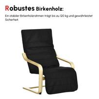 fotelis kojom - Homcom Svetainės fotelis su reguliuojama atrama kojoms, juodas (Black) - 6 nuotrauka