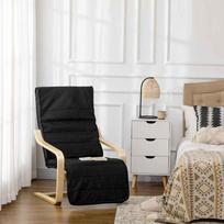 fotelis kojom - Homcom Svetainės fotelis su reguliuojama atrama kojoms, juodas (Black) - 9 nuotrauka