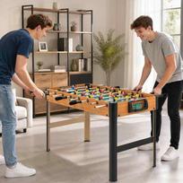zaidimai suaugusiems - HOMCOM stalo futbolo žaidimas, 2 kamuoliai, neslystančios rankenos, vaikams ir suaugusiems, taškų skaitiklis, MDF, metalas, spalvingas - 9 nuotrauka