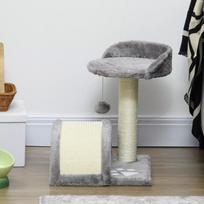 draskykle katems - PawHut draskyklė katėms 46 cm, su žaisliniais kamuoliukais, sizalio virve, pilkas (Grey) - 2 nuotrauka