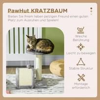 draskykle katems - PawHut draskyklė katėms 46 cm, su žaisliniais kamuoliukais, sizalio virve, pilkas (Grey) - 7 nuotrauka