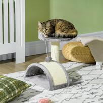 draskykle katems - PawHut draskyklė katėms 46 cm, su žaisliniais kamuoliukais, sizalio virve, pilkas (Grey) - 9 nuotrauka