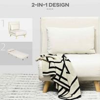 sulankstoma sofa lova - Fotelis HOMCOM Sofa-Lova, kreminė balta (Cream White) - 5 nuotrauka