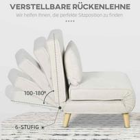 sulankstoma sofa lova - Fotelis HOMCOM Sofa-Lova, kreminė balta (Cream White) - 6 nuotrauka