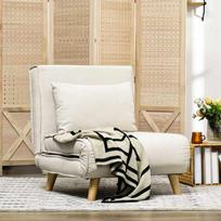 sulankstoma sofa lova - Fotelis HOMCOM Sofa-Lova, kreminė balta (Cream White) - 9 nuotrauka