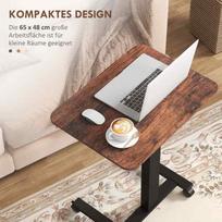 reguliuojamo aukscio staliukas su ratukais - Vinsetto Reguliuojamo aukščio kompiuterio stalas Kaimiškas rudas (Rustic Brown) - 5 nuotrauka