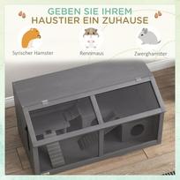 medinis narvas ziurkenui - PawHut Hamsterių narvas, 84 x 45 x 44 cm, Pilkas (Gray) - 4 nuotrauka