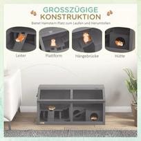 medinis narvas ziurkenui - PawHut Hamsterių narvas, 84 x 45 x 44 cm, Pilkas (Gray) - 7 nuotrauka