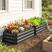 cinkuotos lysves - Outsunny Pakelta lysvė, cinkuota, 100 x 60 x 30 cm, 2 vnt., tamsiai pilka (Dark Grey) - 2 nuotrauka