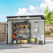 metalinis namelia - Outsunny Metalinis sandėliukas, sodo įrankių stoginė 2,7 m² - pilkas - 3 nuotrauka