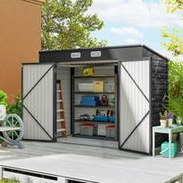metalinis namelia - Outsunny Metalinis sandėliukas, sodo įrankių stoginė 2,7 m² - pilkas - 9 nuotrauka