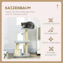 draskykle stulpas - PawHut 72 cm draskyklė katėms – kačių medis su pliušiniu kamuoliuku, sizalio stulpais, platforma ir draskymo kilimėliu, šviesiai pilka - 7 nuotrauka