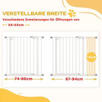 metalas varteliai - PawHut šunų apsauginiai varteliai, 74-80/87-94 cm, balti (White) - 4 nuotrauka