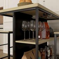 valgomojo stalai ir kedes - HOMCOM Baro stalo komplektas, ąžuolas/juodas (Oak/Black) - 2 nuotrauka