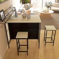 valgomojo stalai ir kedes - HOMCOM Baro stalo komplektas, ąžuolas/juodas (Oak/Black) - 3 nuotrauka
