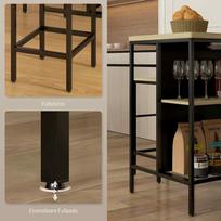 valgomojo stalai ir kedes - HOMCOM Baro stalo komplektas, ąžuolas/juodas (Oak/Black) - 4 nuotrauka