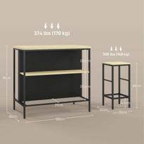 valgomojo stalai ir kedes - HOMCOM Baro stalo komplektas, ąžuolas/juodas (Oak/Black) - 8 nuotrauka