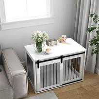 narvas sunims - Pawhut Šunų narvas namams, rakinama voljeras su stumdomomis durimis, 98 x 58 x 61 cm, Baltas (White) - 3 nuotrauka