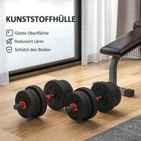 hanteliu rinkinys - HOMCOM 2-in-1 hantelių rinkinys 20 kg Juodas (Black) - 4 nuotrauka