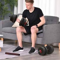 hanteliu rinkinys - HOMCOM 2-in-1 hantelių rinkinys 20 kg Juodas (Black) - 9 nuotrauka