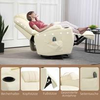 masazinis kreslas relax - Fotelis HOMCOM Relax, kreminė balta (Cream White) - 3 nuotrauka