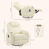masazinis kreslas relax - Fotelis HOMCOM Relax, kreminė balta (Cream White) - 8 nuotrauka