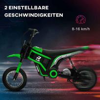 motociklas vaikams - Homcom Vaikiškas elektrinis motociklas, žalias (Green) - 6 nuotrauka