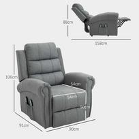 homcom fotelis elektrinis - Fotelis HOMCOM Elektrinis televizoriaus krėslas su atsilenkimo funkcija, šviesiai pilkas (Light Grey) - 8 nuotrauka