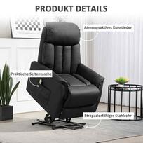 fotelis su poilsio funkcija - Fotelis HOMCOM Elektrinis poilsio krėslas, juodas (Black) - 4 nuotrauka