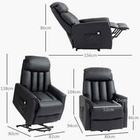 fotelis su poilsio funkcija - Fotelis HOMCOM Elektrinis poilsio krėslas, juodas (Black) - 8 nuotrauka