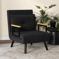 miegamas fotelis - Fotelis Reguliuojamas Miegamas Krėslas, Juodas (Black) - 4 nuotrauka