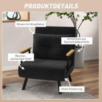 miegamas fotelis - Fotelis Reguliuojamas Miegamas Krėslas, Juodas (Black) - 5 nuotrauka