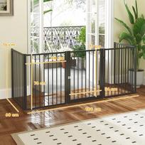 voljerai - Pawhut Šunų aptvaras, 5 paneliai, nešiojamas sulankstomas, Juodas (Black) - 5 nuotrauka