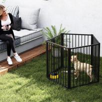 voljerai - Pawhut Šunų aptvaras, 5 paneliai, nešiojamas sulankstomas, Juodas (Black) - 6 nuotrauka