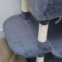 draskykle stulpas - PawHut 206 cm draskyklė katėms bokštas su nameliu, tamsiai pilka (Dark Grey) - 2 nuotrauka