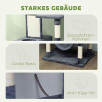 draskykle stulpas - PawHut 206 cm draskyklė katėms bokštas su nameliu, tamsiai pilka (Dark Grey) - 6 nuotrauka