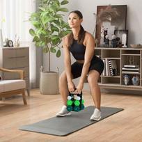 hanteliai 2 x 5 kg - SPORTNOW Hantelių rinkinys 6 hanteliai su sulankstomu hantelių stovu, 2 x 1 kg, 2 x 3 kg, 2 x 5 kg hanteliai, kettlebell fitnesui, gimnastikai, namuose - 3 nuotrauka