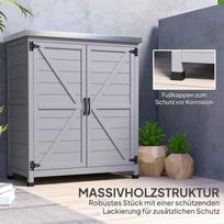 sodo sandeliukai - Outsunny Sodo spintelė, medinė, su stalviršiu, 79 x 43 x 92 cm, pilka (Gray) - 4 nuotrauka