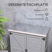 sodo sandeliukai - Outsunny Sodo spintelė, medinė, su stalviršiu, 79 x 43 x 92 cm, pilka (Gray) - 6 nuotrauka
