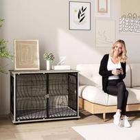 voljerai voljeras pigu lt - Pawhut Narvas šunims, vidaus, 100 x 60 x 73,5 cm, Pilkas (Gray) - 2 nuotrauka