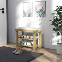 balta suoliukas daiktadeze - HOMCOM batų suoliukas su daiktadėže, kreminė balta (Cream White) - 2 nuotrauka