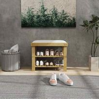 balta suoliukas daiktadeze - HOMCOM batų suoliukas su daiktadėže, kreminė balta (Cream White) - 3 nuotrauka