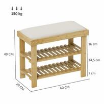 balta suoliukas daiktadeze - HOMCOM batų suoliukas su daiktadėže, kreminė balta (Cream White) - 8 nuotrauka