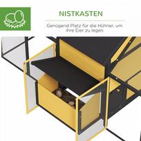 pauksciu lizdai - Narvas paukščiams PawHut, medinis vištidė su perėjimo lizdu, 247 x 125 x 113,5 cm, geltona (Yellow) - 5 nuotrauka